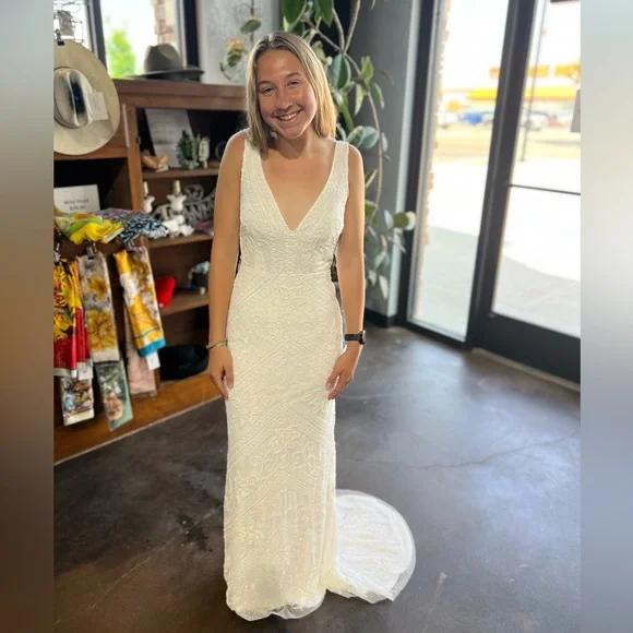 Lulus The Sweetest Vows White Sequin Mermaid Maxi Dress New - Picture 2 of 10